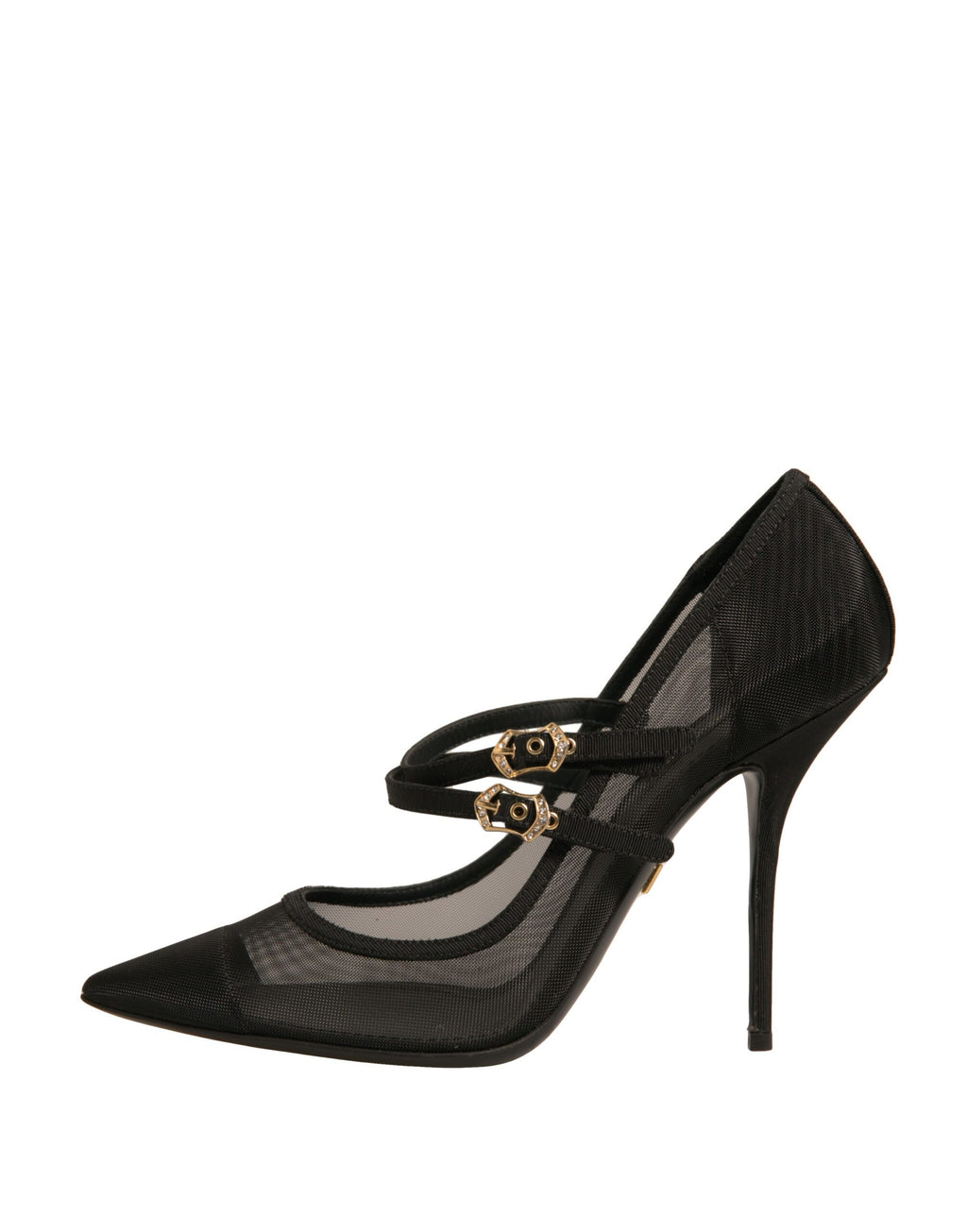 Dolce &amp; Gabbana – Schwarze Mary-Jane-Pumps mit hohem Absatz aus Netzstoff