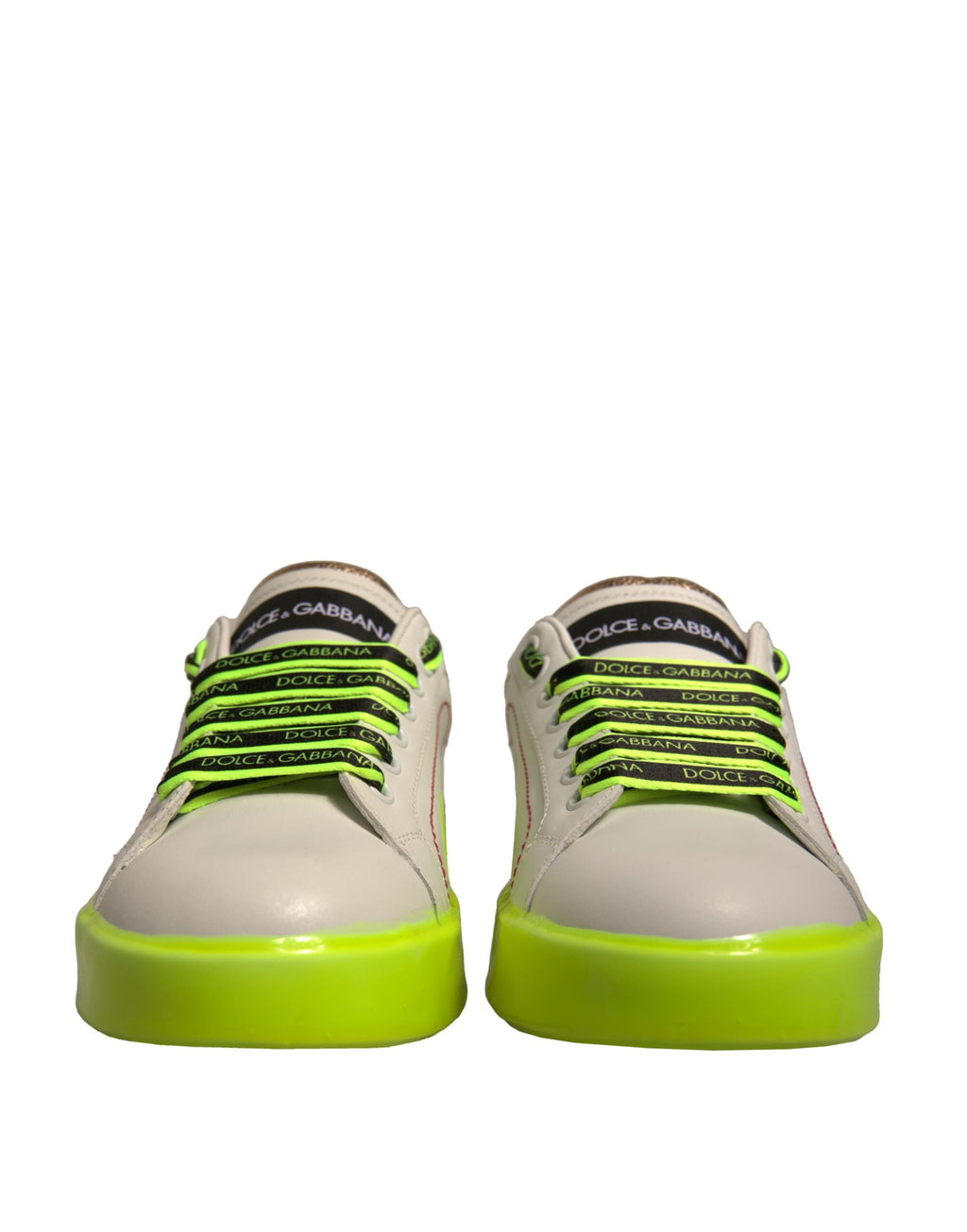 Chaussures Baskets en cuir Portofino blanches et jaunes Dolce & Gabbana