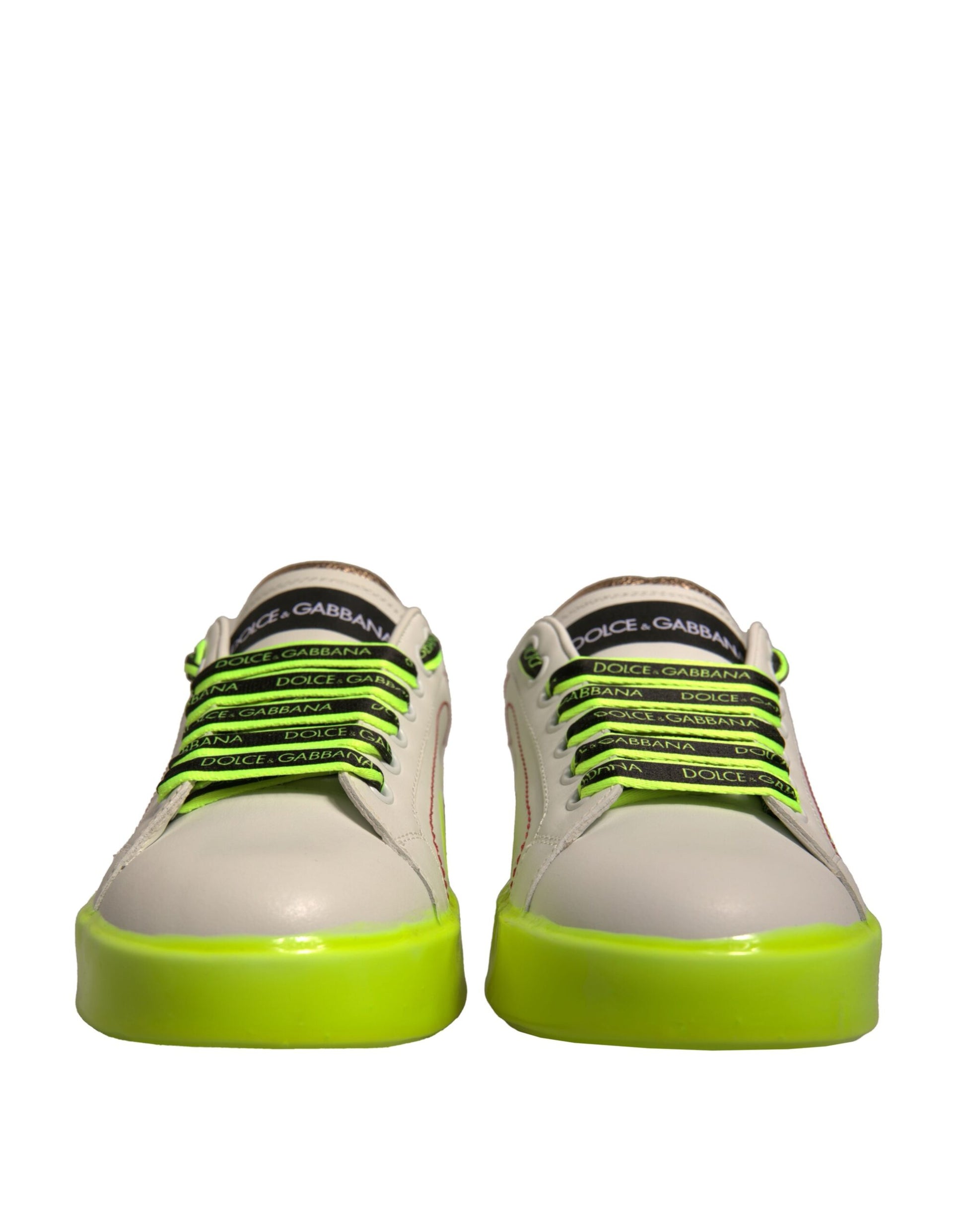 Chaussures Baskets en cuir Portofino blanches et jaunes Dolce & Gabbana