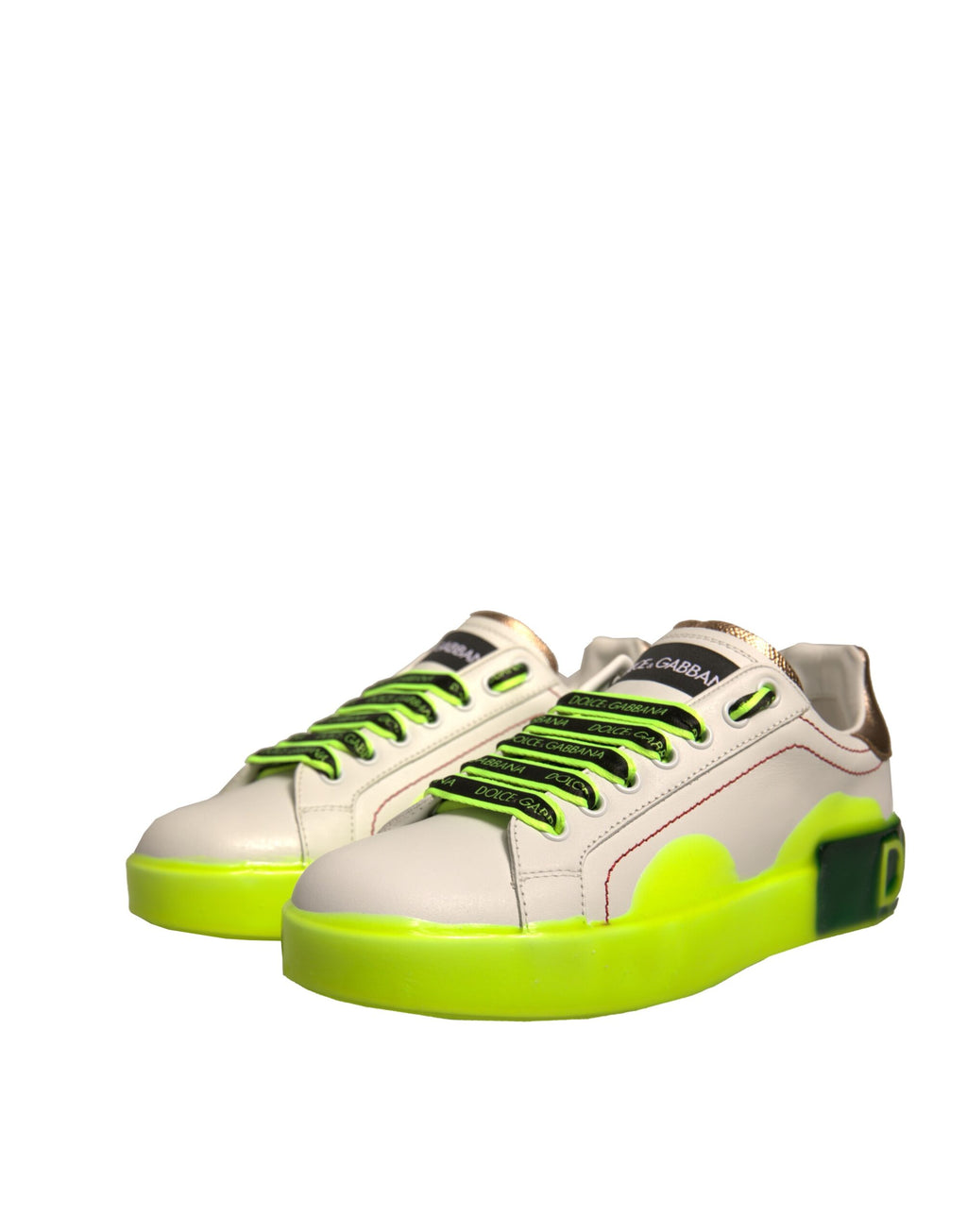 Chaussures Baskets en cuir Portofino blanches et jaunes Dolce & Gabbana
