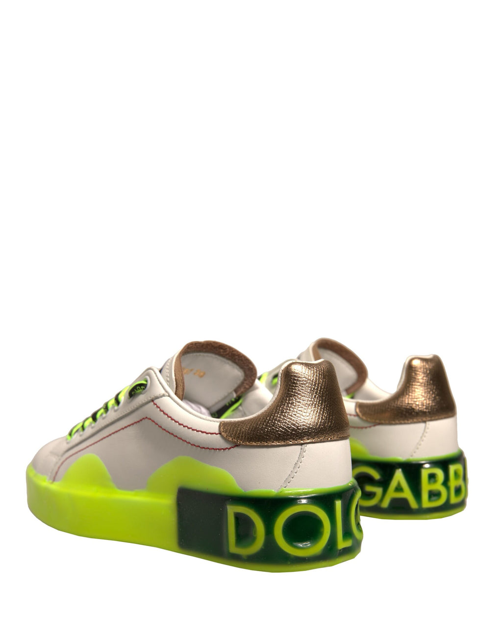 Chaussures Baskets en cuir Portofino blanches et jaunes Dolce & Gabbana