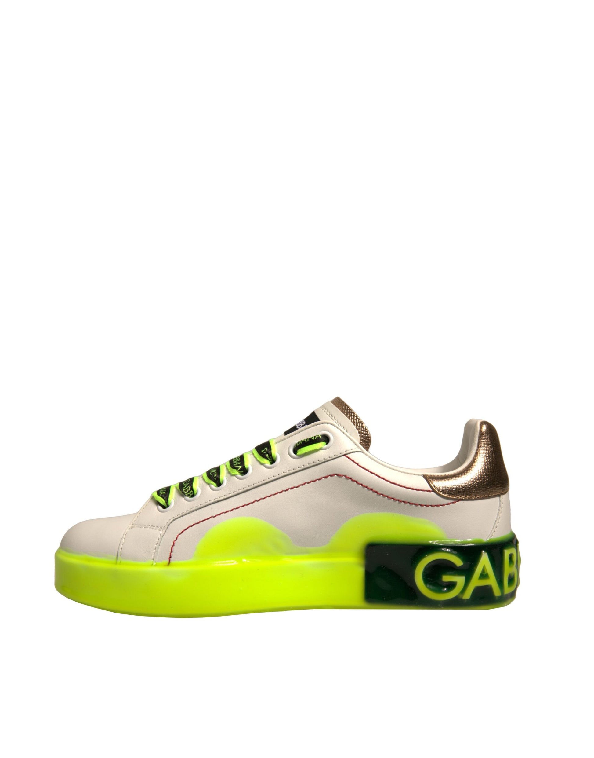 Chaussures Baskets en cuir Portofino blanches et jaunes Dolce & Gabbana