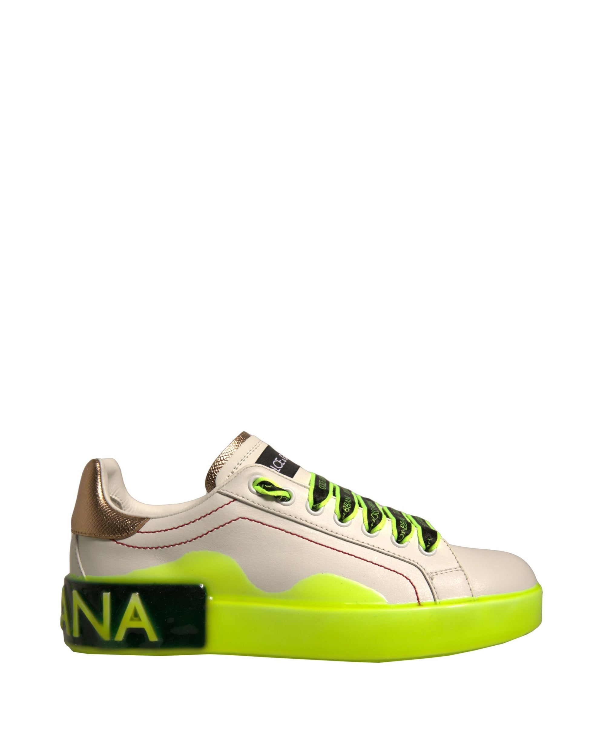 Chaussures Baskets en cuir Portofino blanches et jaunes Dolce & Gabbana