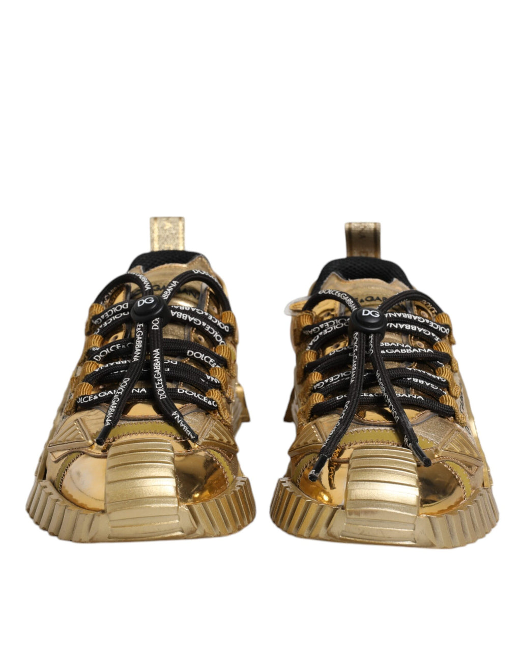Chaussures Baskets Dolce & Gabbana NS1 en Dentelle Stretch Dorée à Lacets