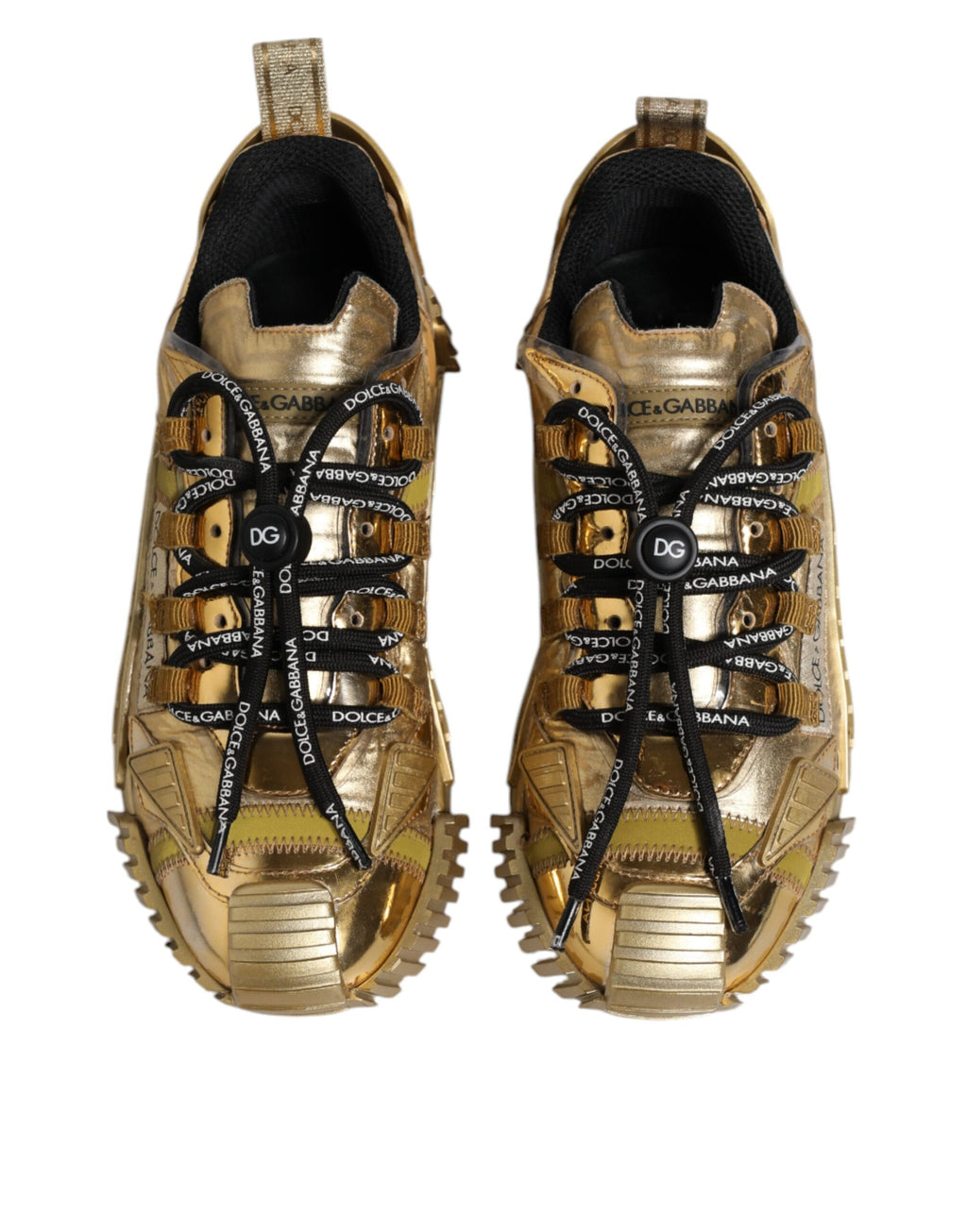 Chaussures Baskets Dolce & Gabbana NS1 en Dentelle Stretch Dorée à Lacets