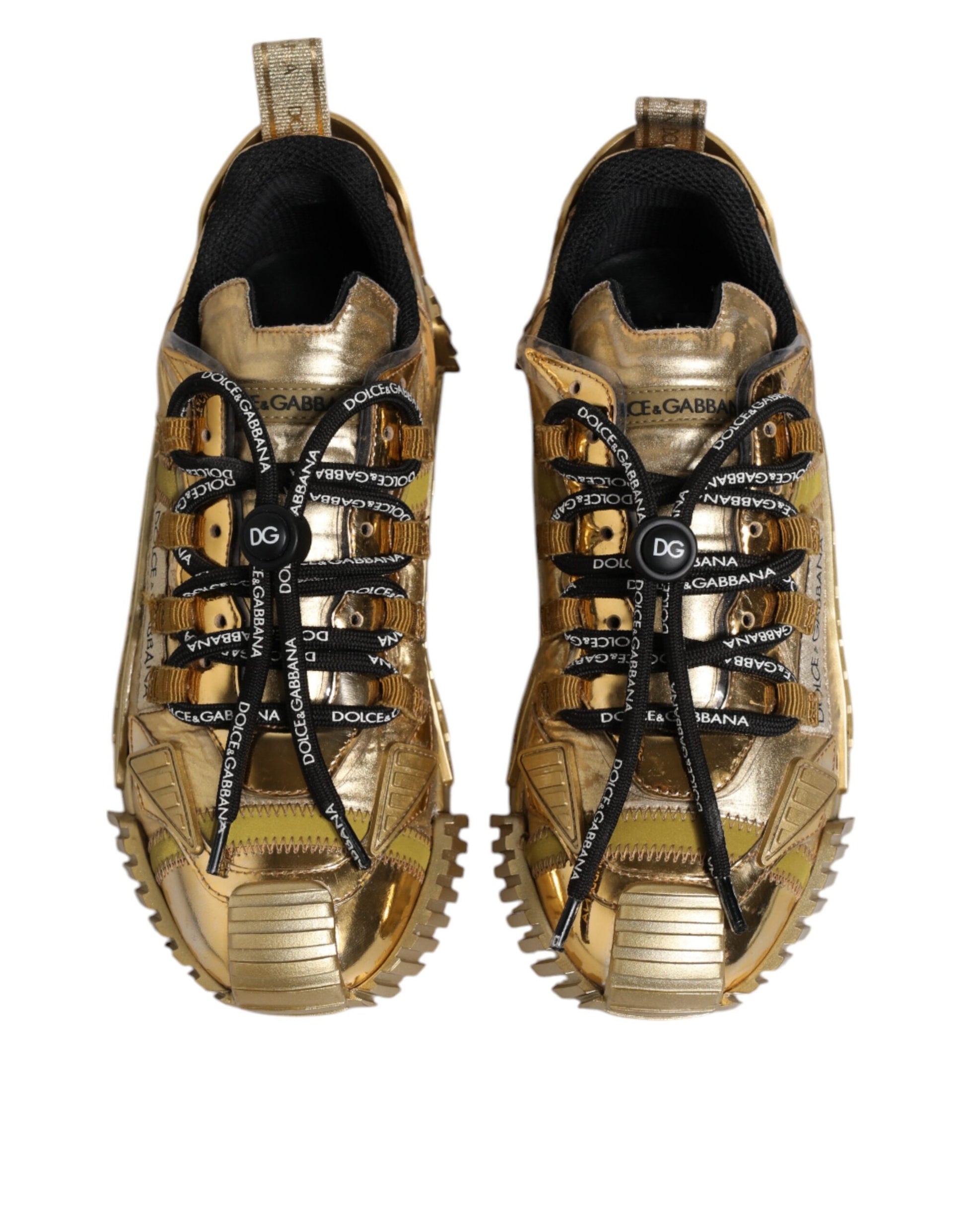 Chaussures Baskets Dolce & Gabbana NS1 en Dentelle Stretch Dorée à Lacets