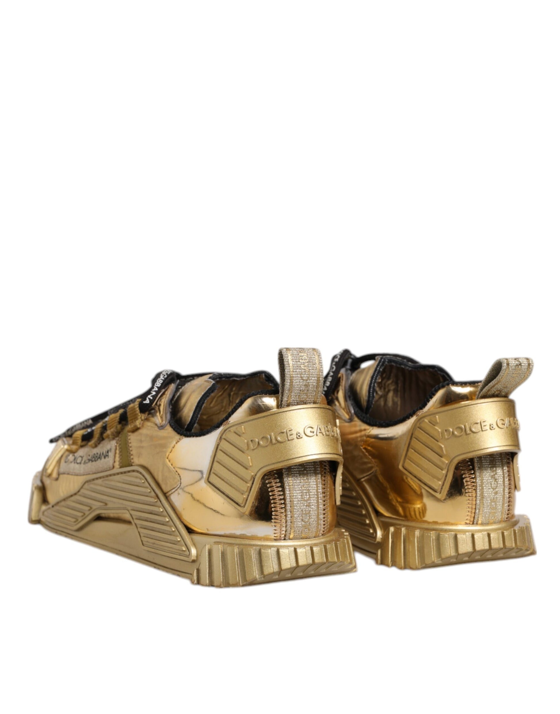 Chaussures Baskets Dolce & Gabbana NS1 en Dentelle Stretch Dorée à Lacets
