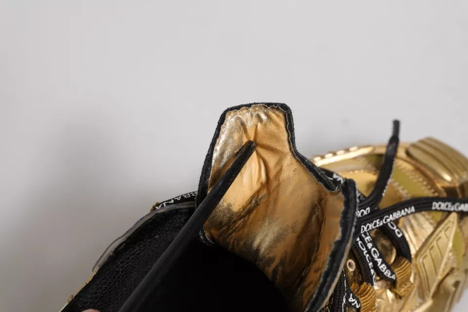 Chaussures Baskets Dolce & Gabbana NS1 en Dentelle Stretch Dorée à Lacets