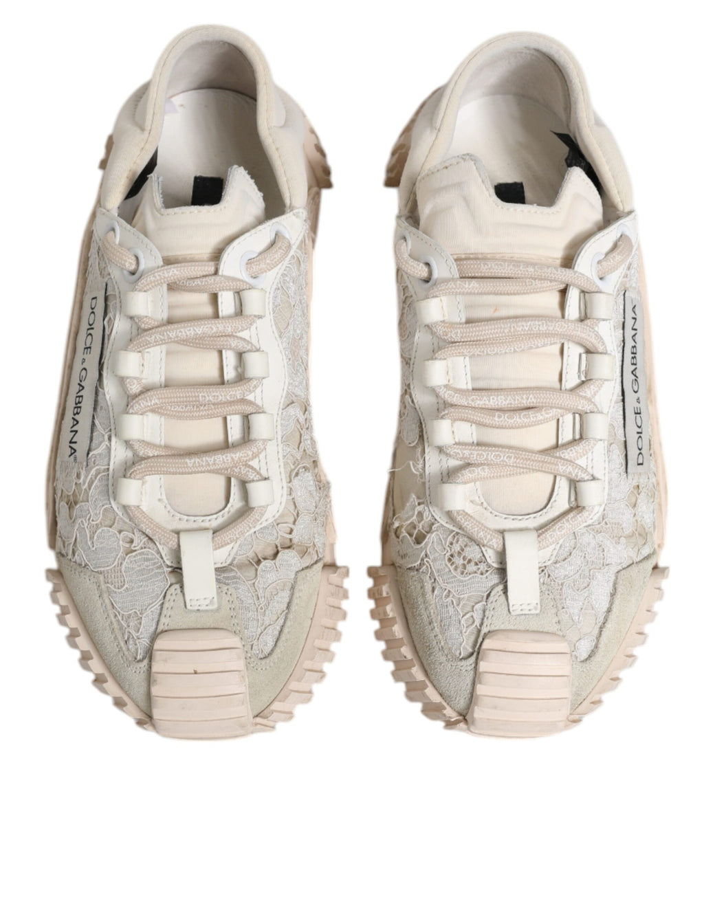 Chaussures de sport baskets basses Dolce & Gabbana en dentelle blanche NS1