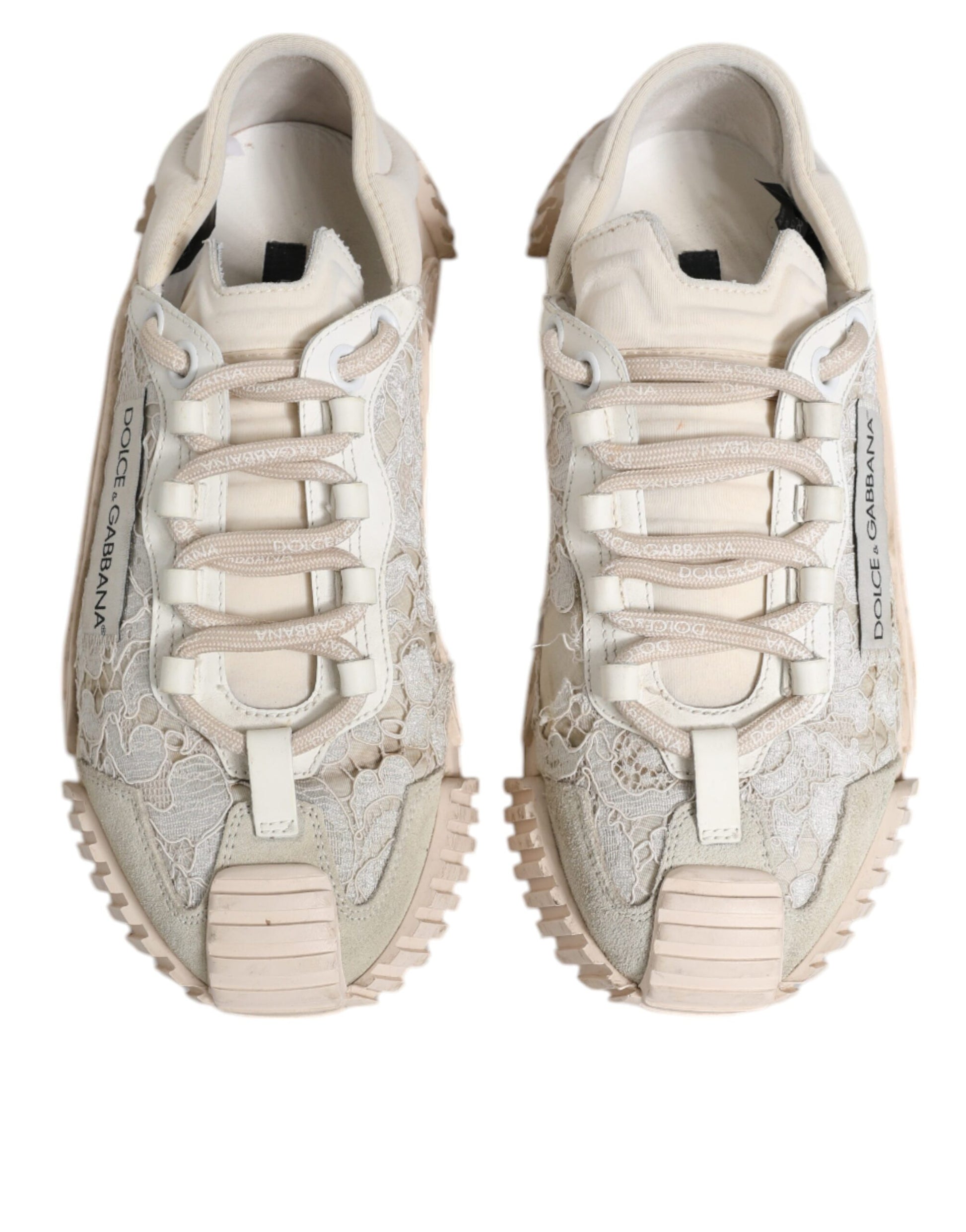 Chaussures de sport baskets basses Dolce & Gabbana en dentelle blanche NS1