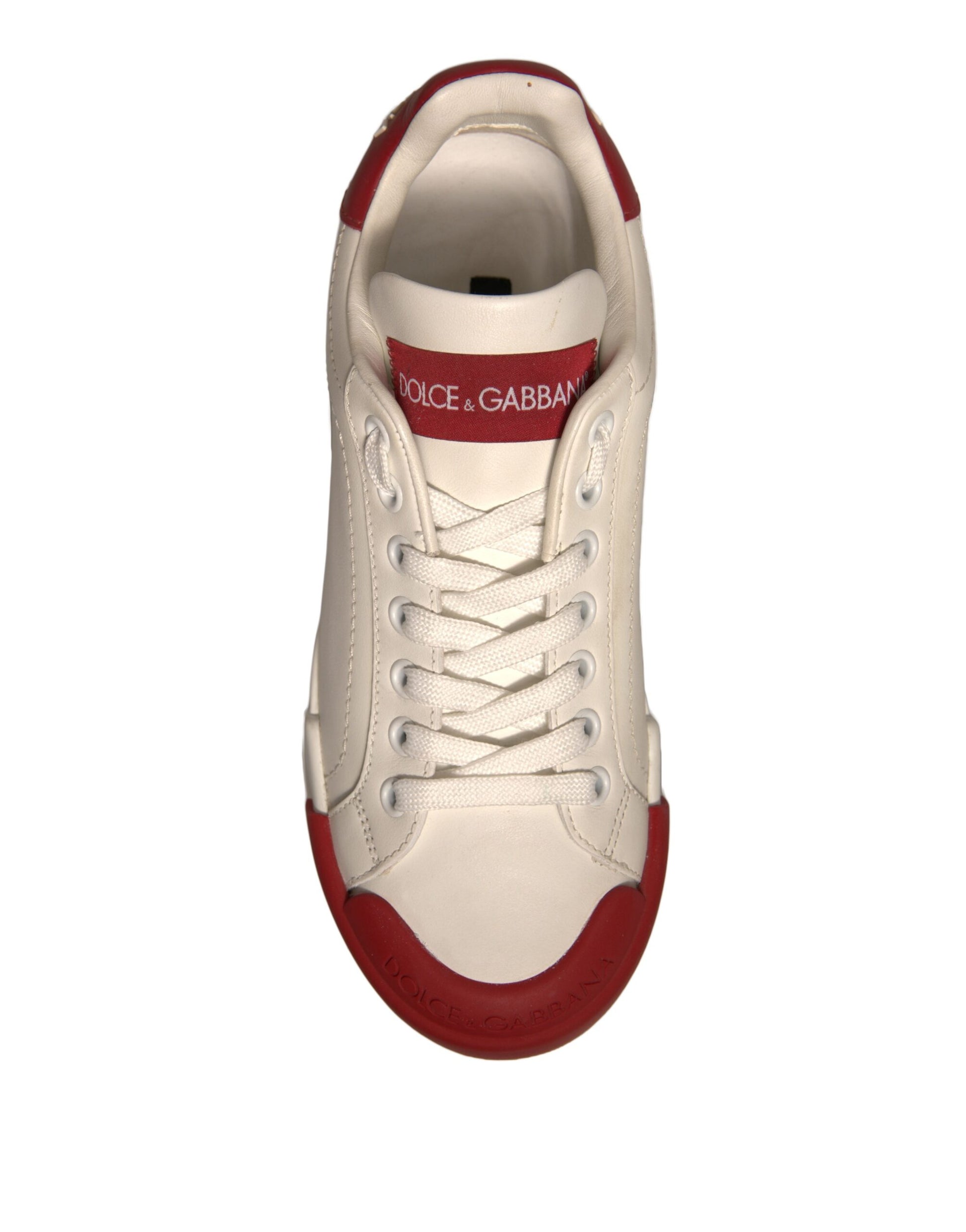 Chaussures Dolce & Gabbana Baskets Portofino en Cuir Blanc avec Logo