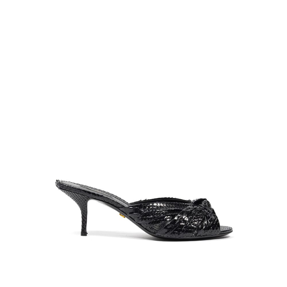 Sandales compensées en peau de serpent noires Dolce & Gabbana