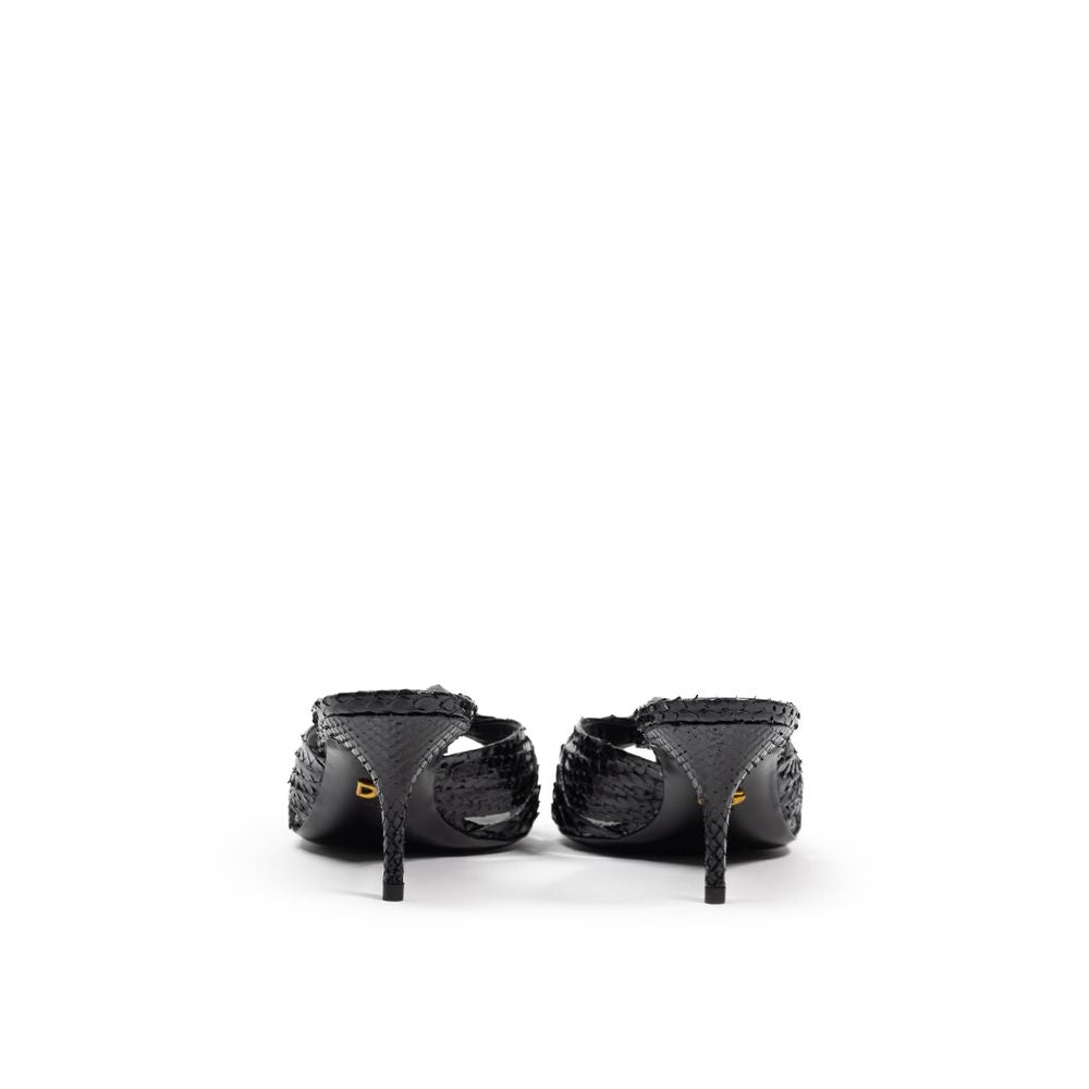 Sandales compensées en peau de serpent noires Dolce & Gabbana