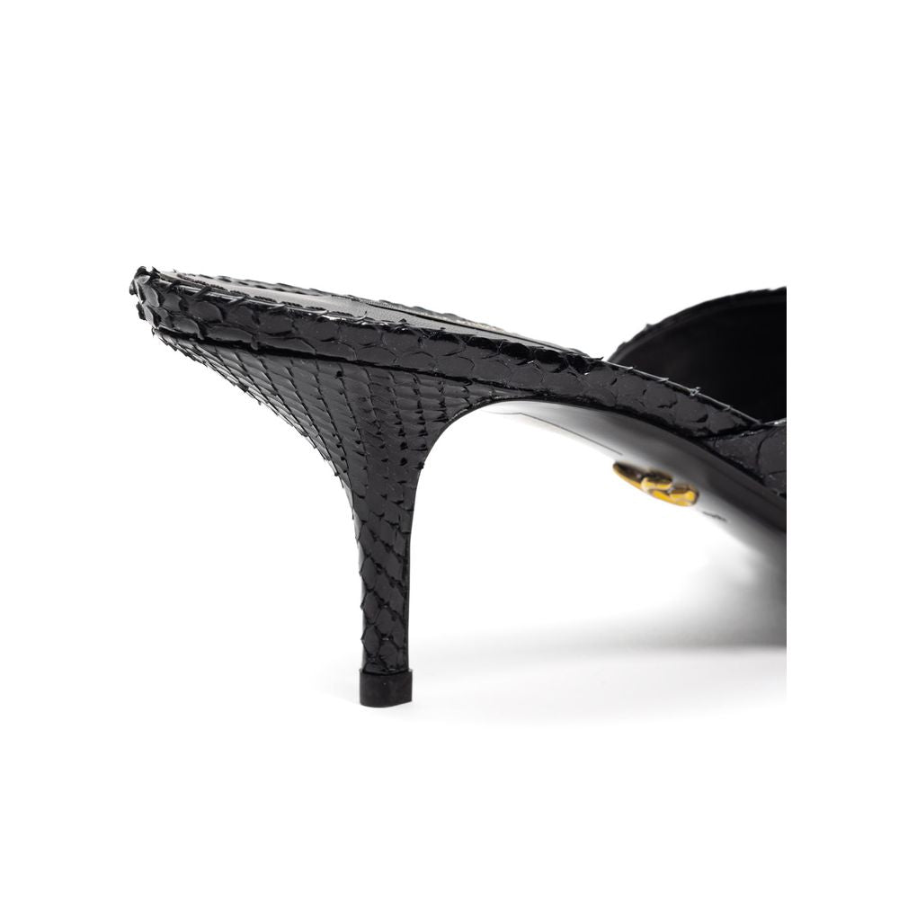 Sandales compensées en peau de serpent noires Dolce & Gabbana