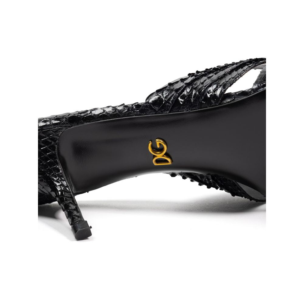 Sandales compensées en peau de serpent noires Dolce & Gabbana