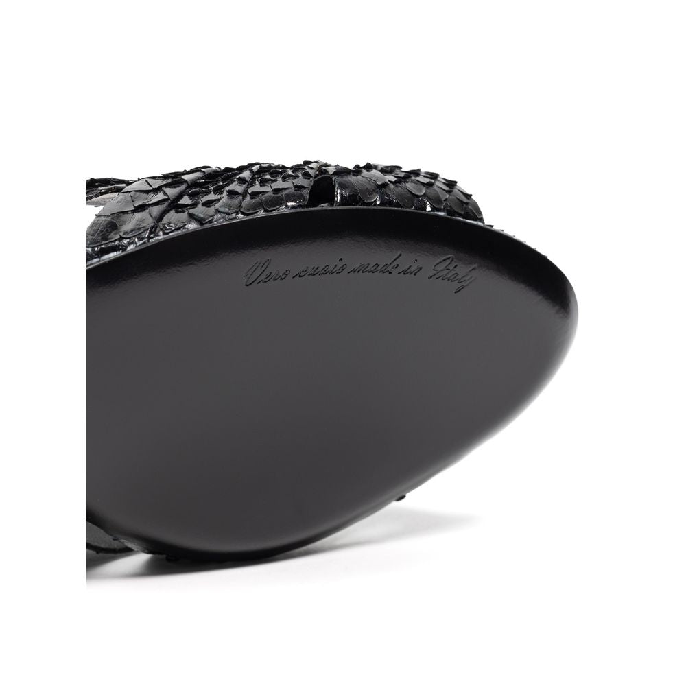 Sandales compensées en peau de serpent noires Dolce & Gabbana