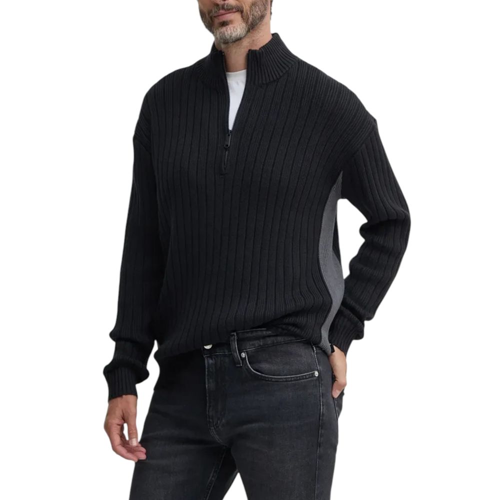 Calvin Klein Jeans – Schwarze Baumwoll-Strickjacke