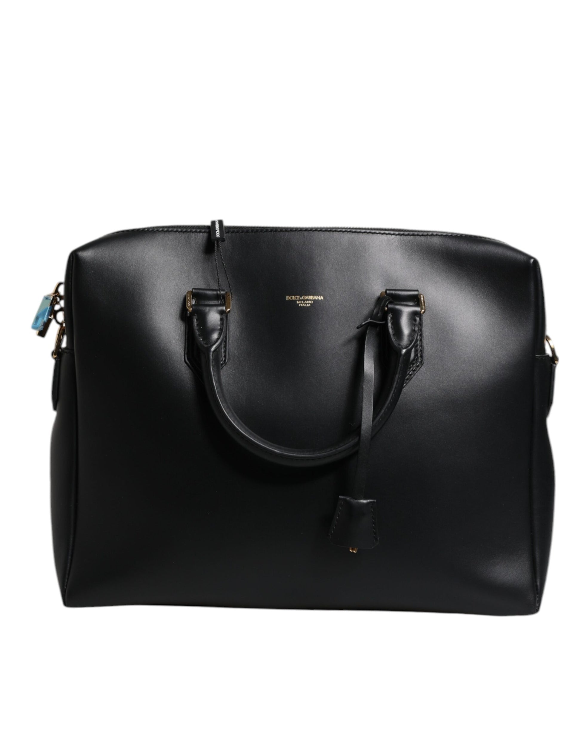 Dolce &amp; Gabbana – Monreale – Aktentasche aus schwarzem Glattleder mit Logo-Print