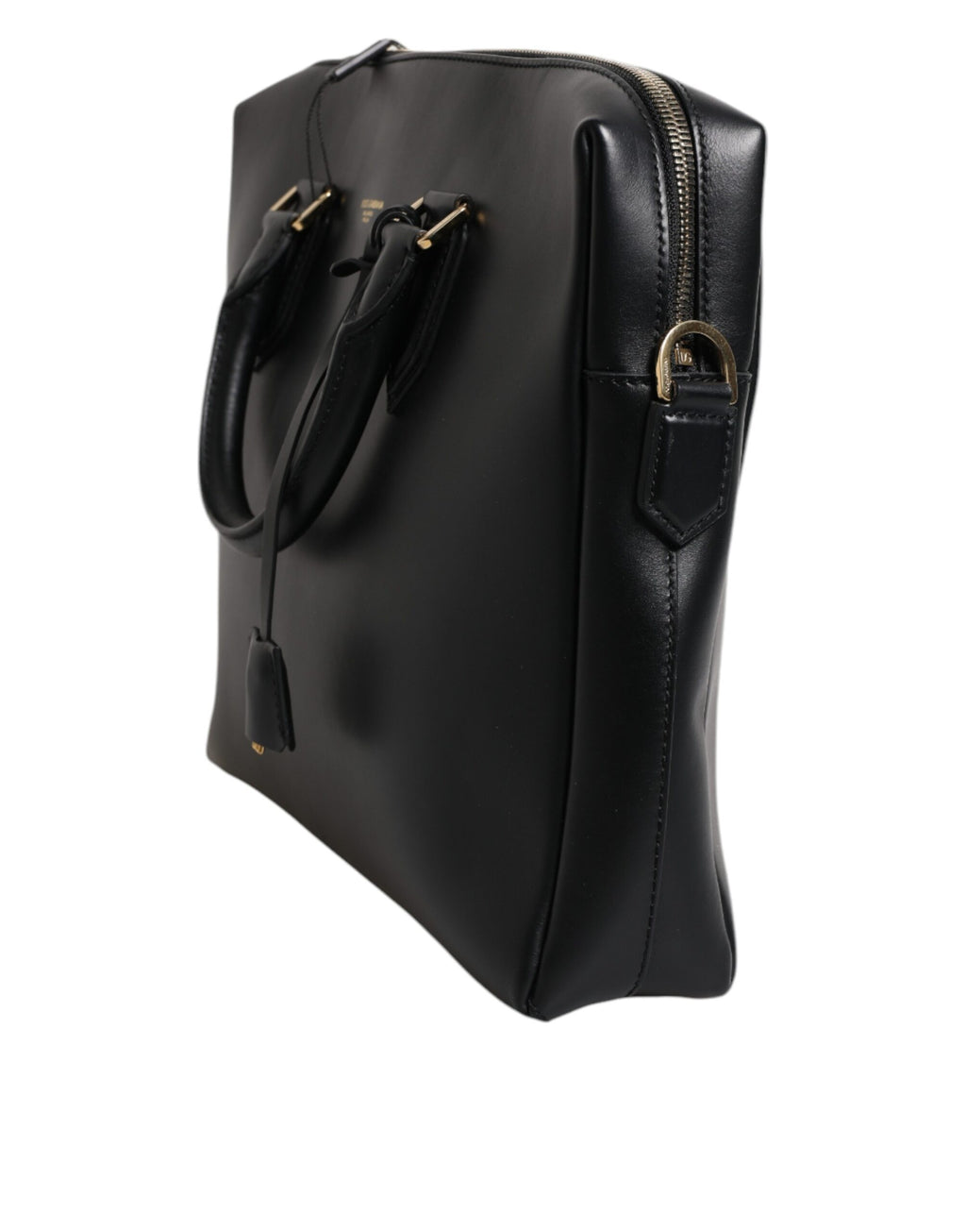 Dolce &amp; Gabbana – Monreale – Aktentasche aus schwarzem Glattleder mit Logo-Print