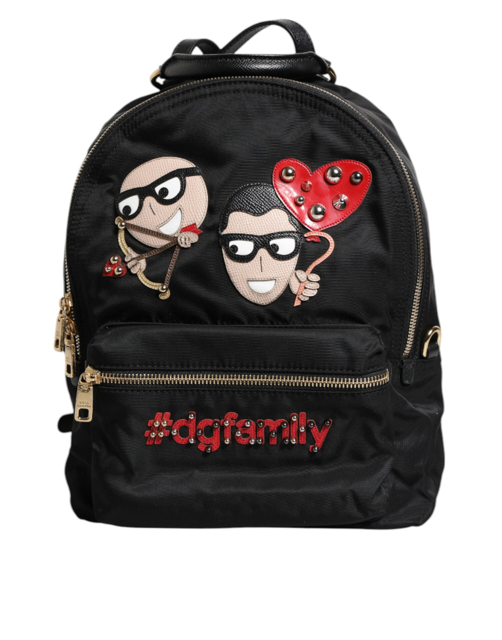 Dolce &amp; Gabbana – Rucksacktasche „VULCANO“ aus schwarzem Nylon mit Verzierung #DGFAMILY