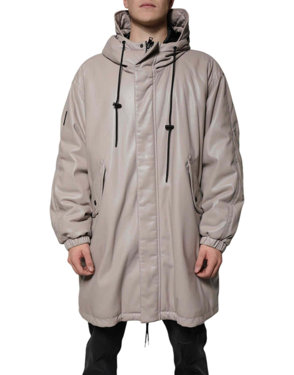 MSGM Beige Full Zip Kapuze Langarm Casual Mantel Jacke