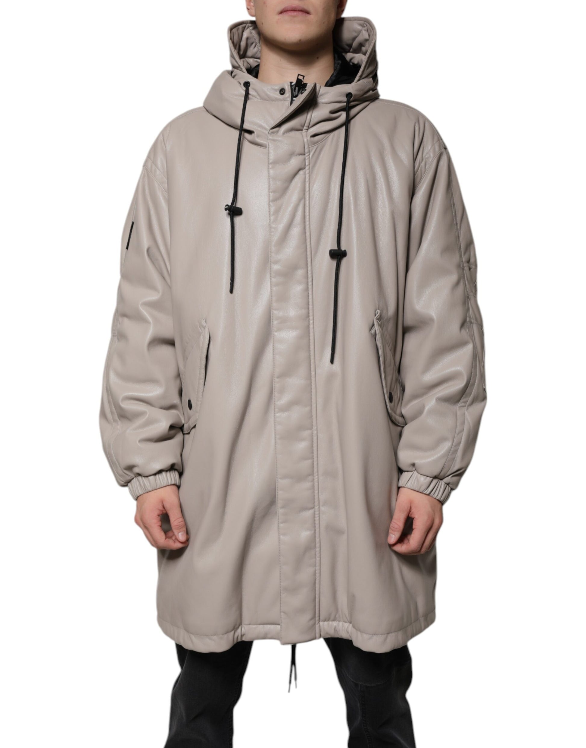 MSGM Beige Full Zip Kapuze Langarm Casual Mantel Jacke
