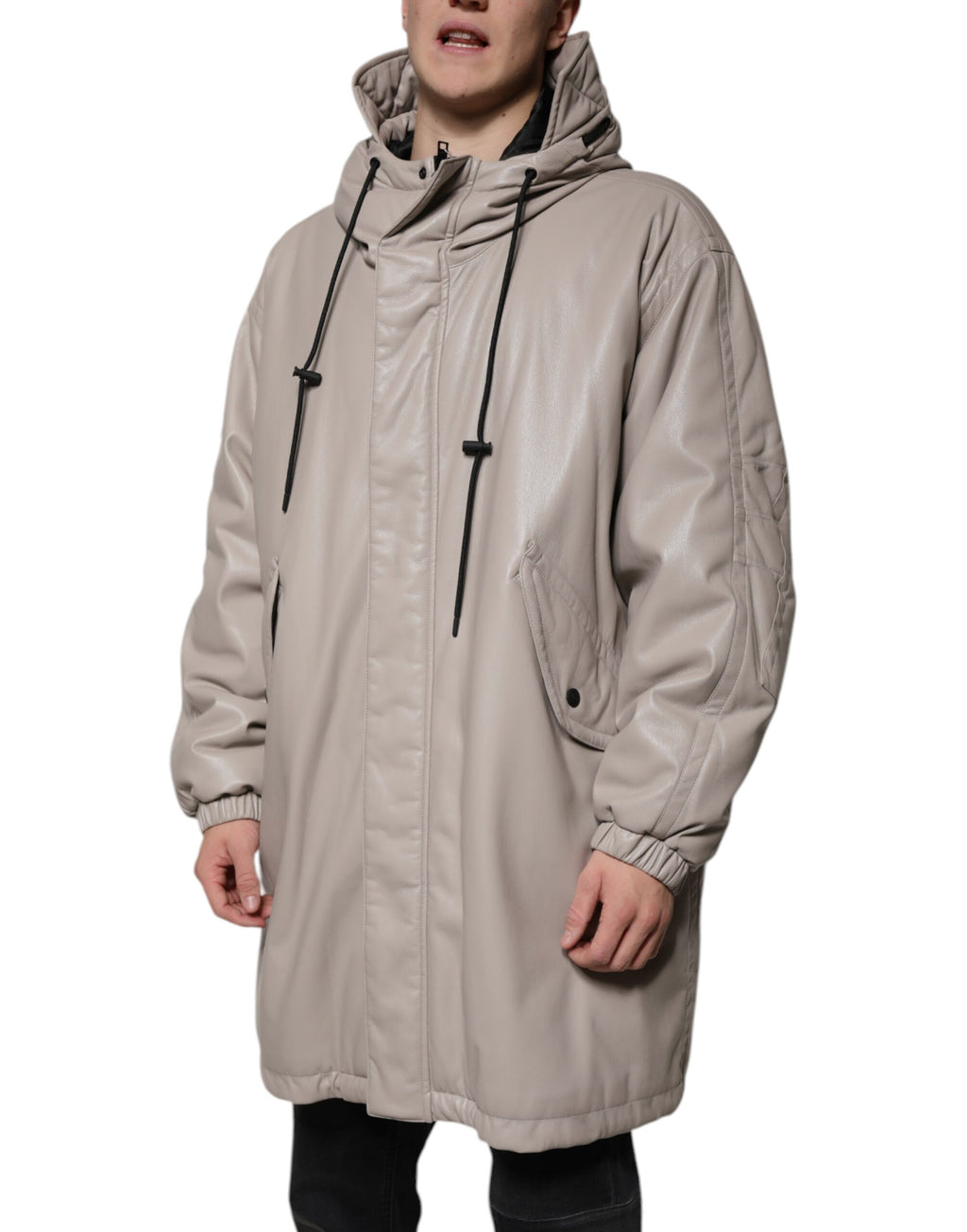 MSGM Beige Full Zip Kapuze Langarm Casual Mantel Jacke
