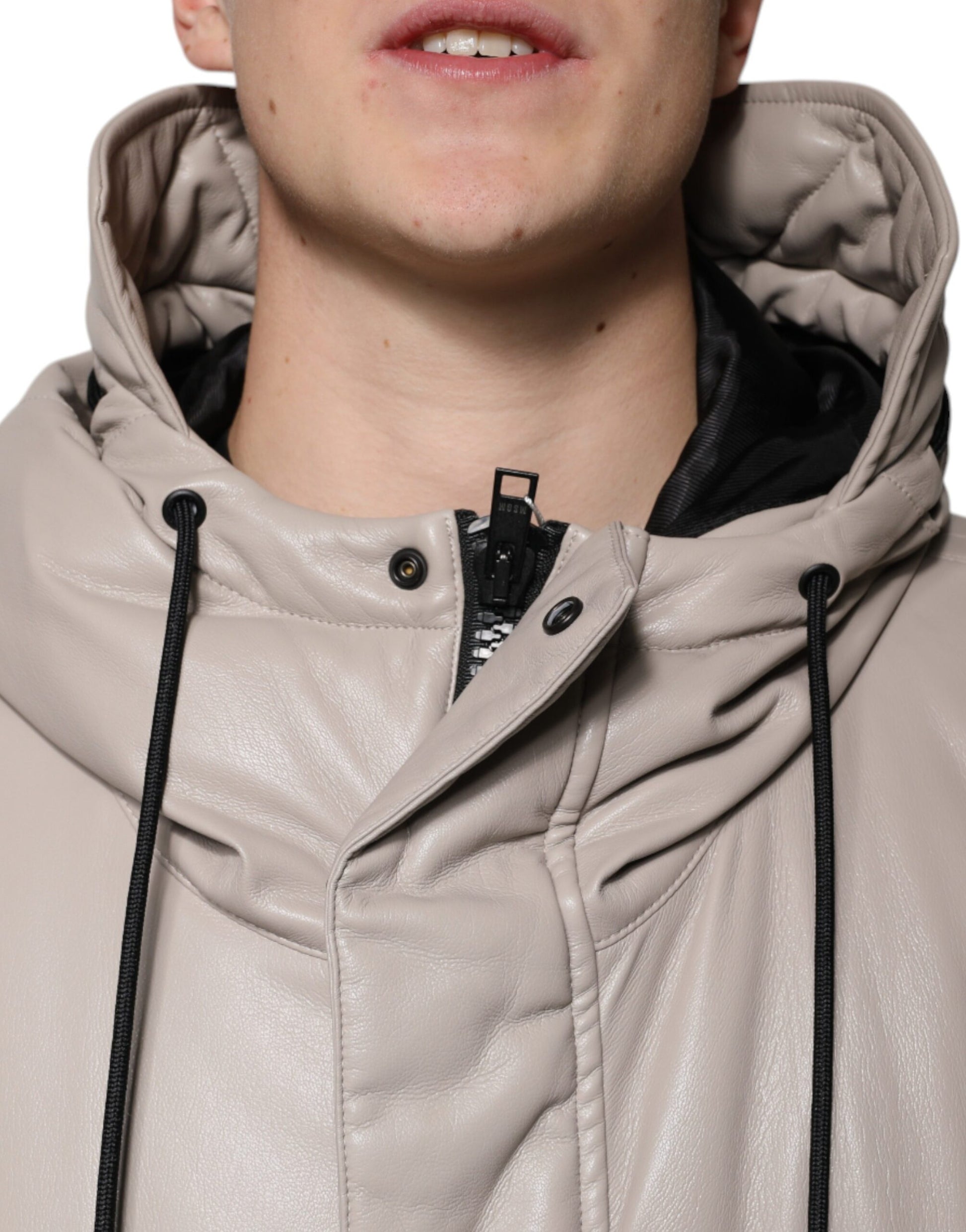 MSGM Beige Full Zip Kapuze Langarm Casual Mantel Jacke