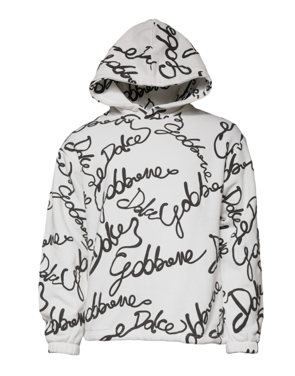 Sweat-shirt à capuche en coton blanc avec logo Dolce & Gabbana