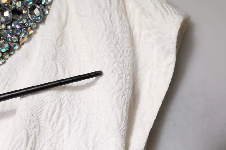 Mini-robe en brocart jacquard orné de cristaux blancs Dolce & Gabbana
