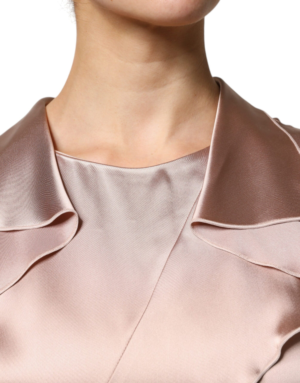 Robe Mini Fourreau Cache-cœur Manches Longues en Satin Rose Emporio Armani