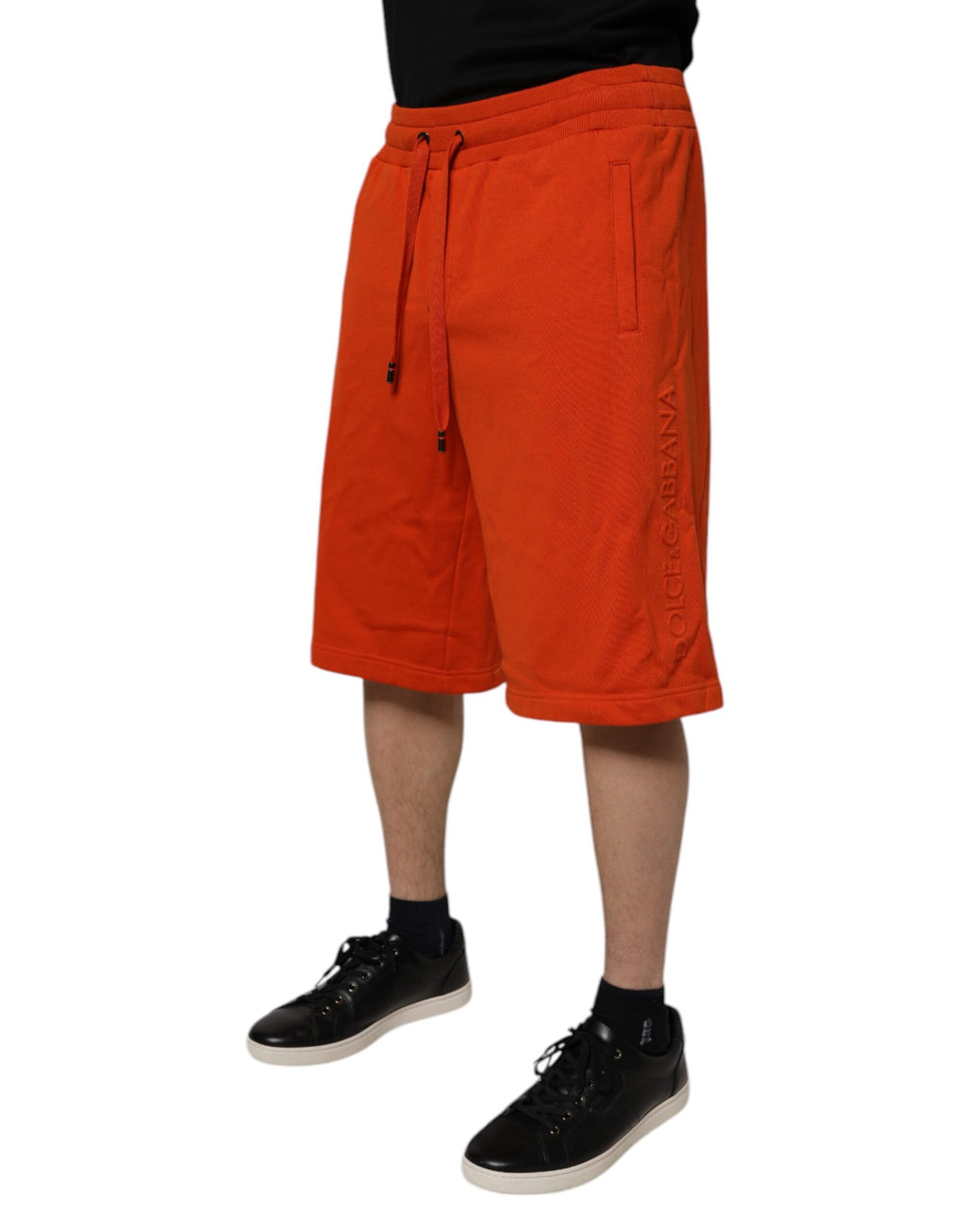 Shorts Bermudas Homme Dolce & Gabbana en Coton Mélangé Rouge Taille Mi-Haute