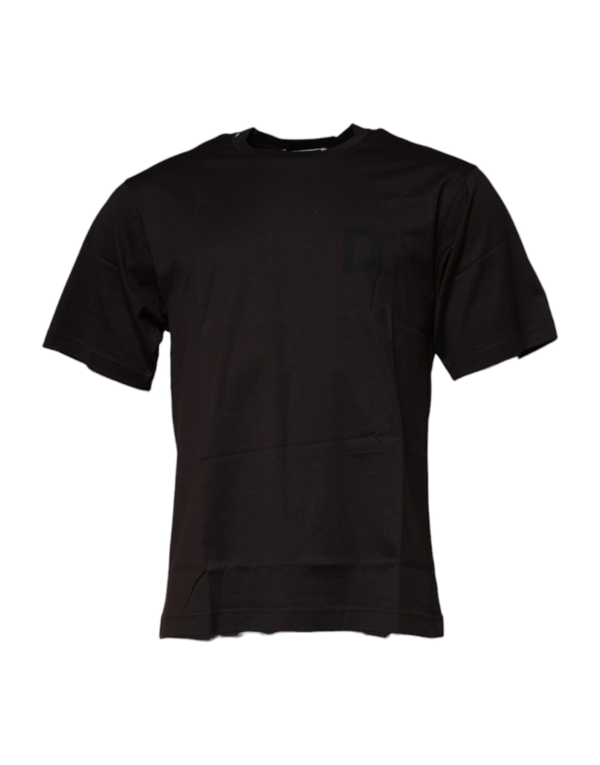 T-shirt Dolce & Gabbana en coton à col rond et logo, marron foncé