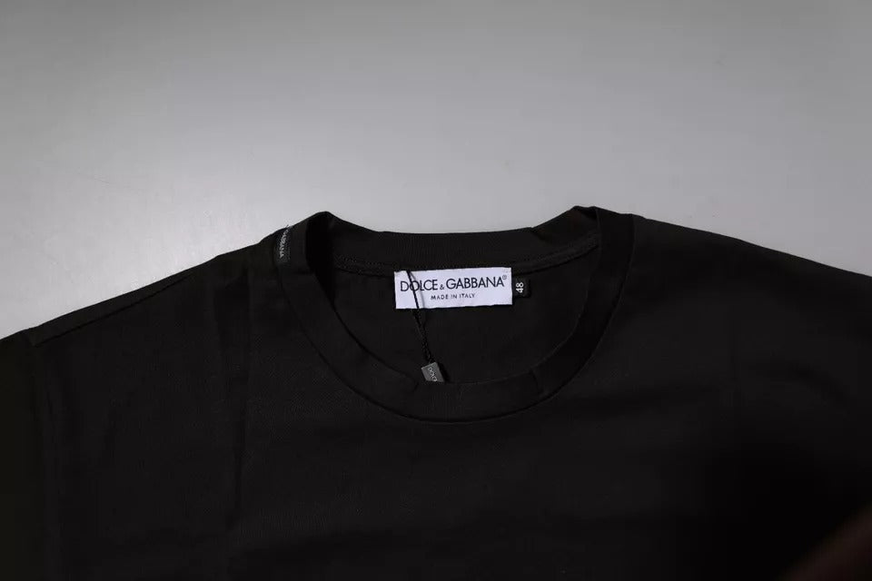 T-shirt Dolce & Gabbana en coton à col rond et logo, marron foncé