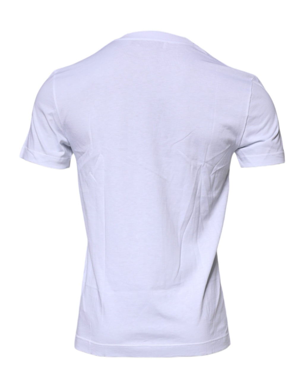 T-shirt en coton à col rond avec plaque logo blanche Dolce & Gabbana