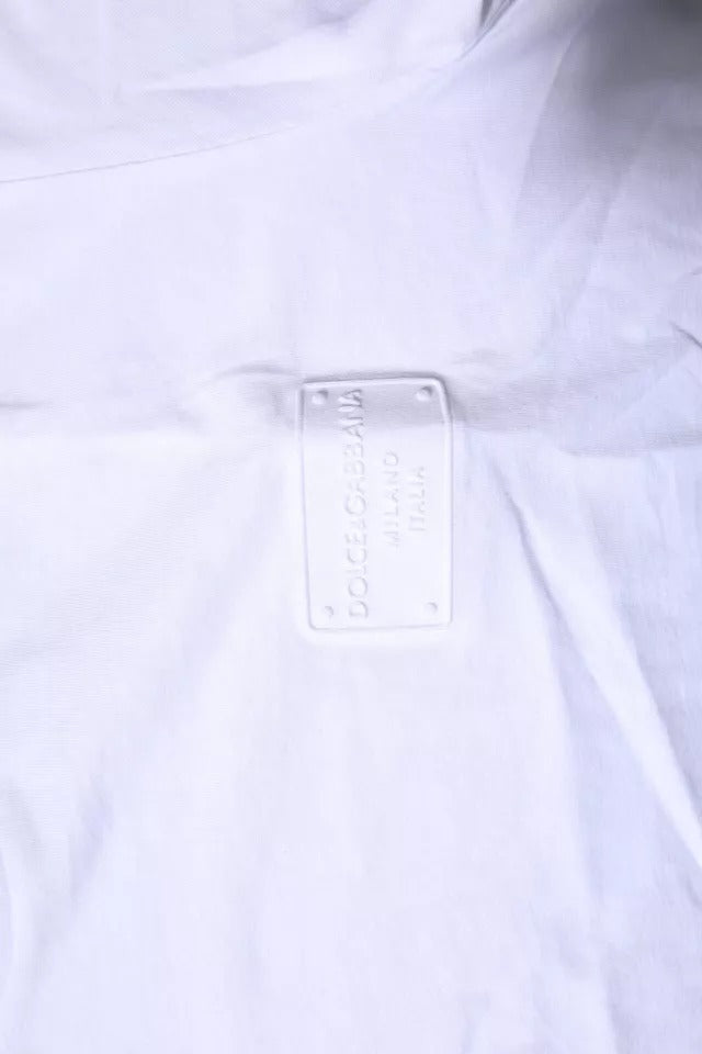 T-shirt en coton à col rond avec plaque logo blanche Dolce & Gabbana