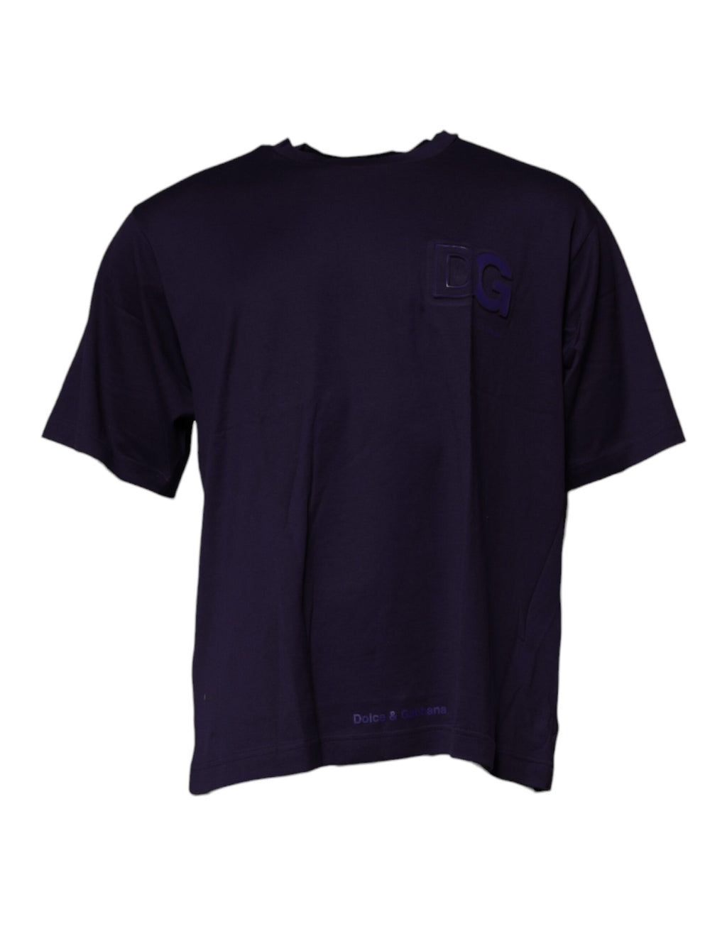 T-shirt à col rond en coton bleu marine avec logo DG Dolce & Gabbana