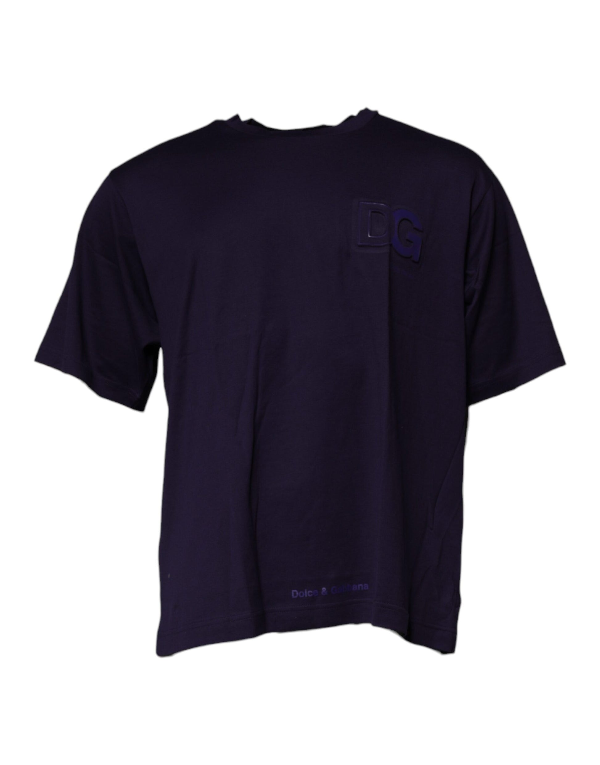 T-shirt à col rond en coton bleu marine avec logo DG Dolce & Gabbana