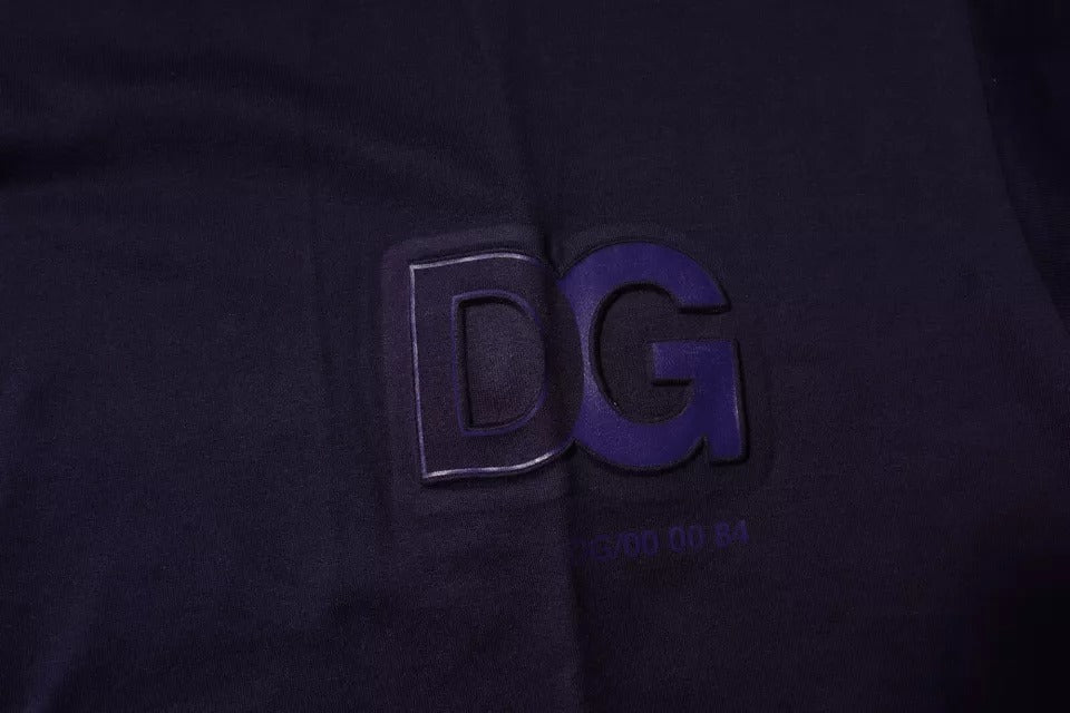 T-shirt à col rond en coton bleu marine avec logo DG Dolce & Gabbana