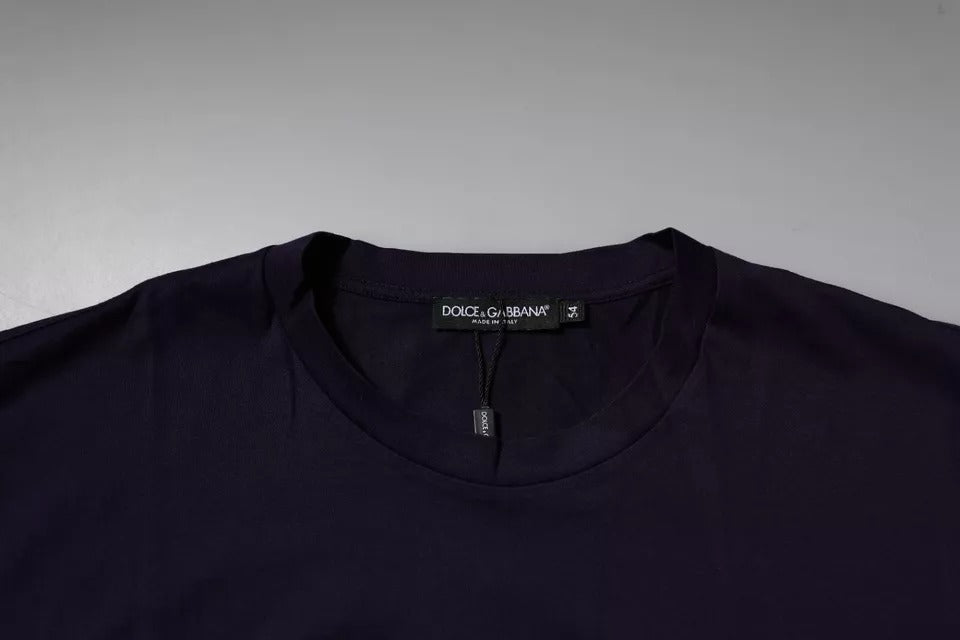 T-shirt à col rond en coton bleu marine avec logo DG Dolce & Gabbana