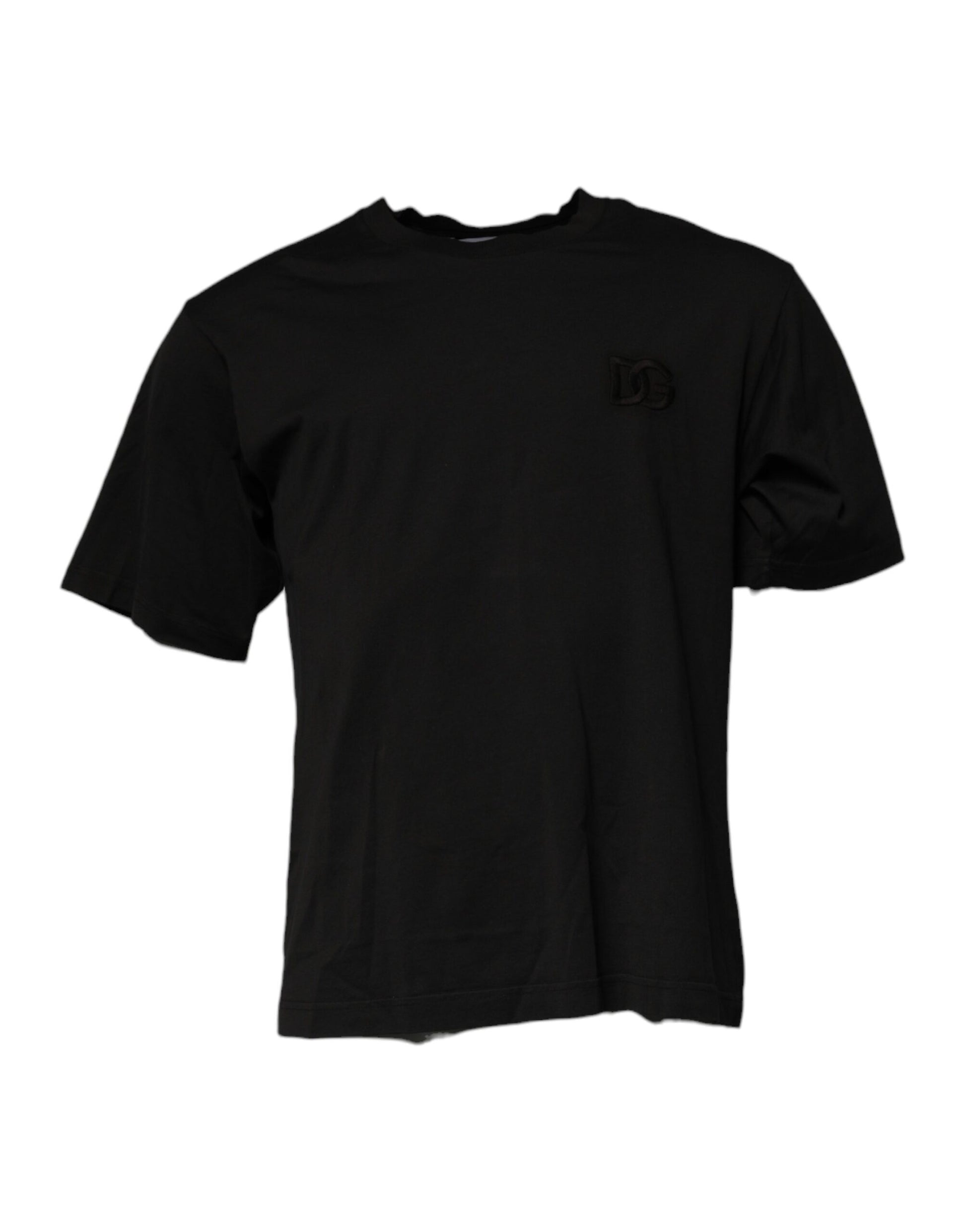 T-shirt Dolce & Gabbana en coton noir à col ras du cou avec logo DG
