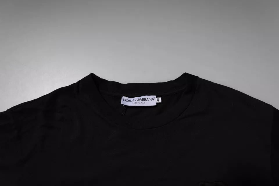 T-shirt Dolce & Gabbana en coton noir à col ras du cou avec logo DG