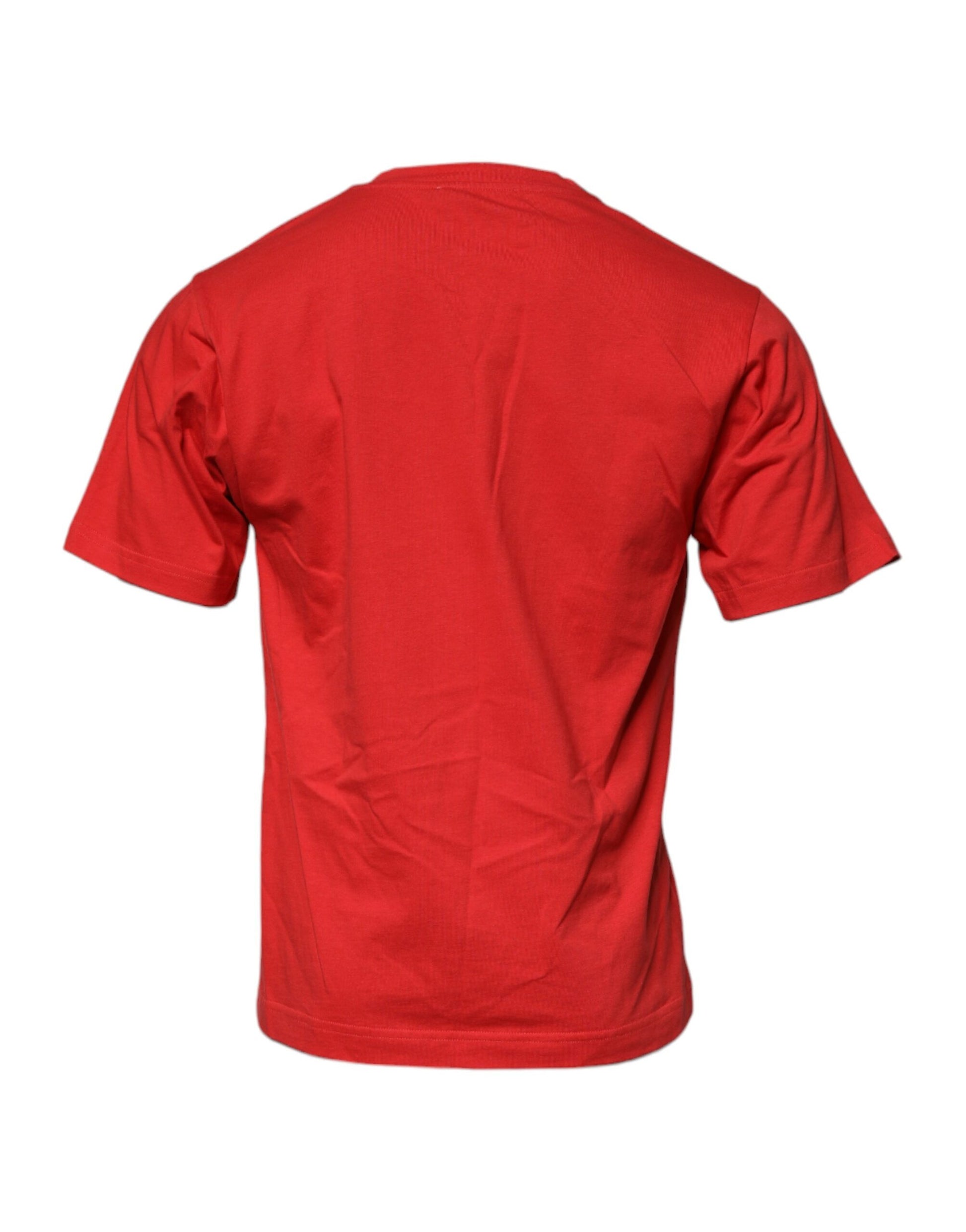 T-shirt ras du cou en coton avec patch logo DG rouge Dolce & Gabbana
