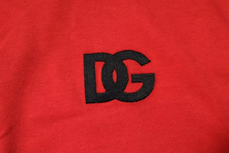 T-shirt ras du cou en coton avec patch logo DG rouge Dolce & Gabbana
