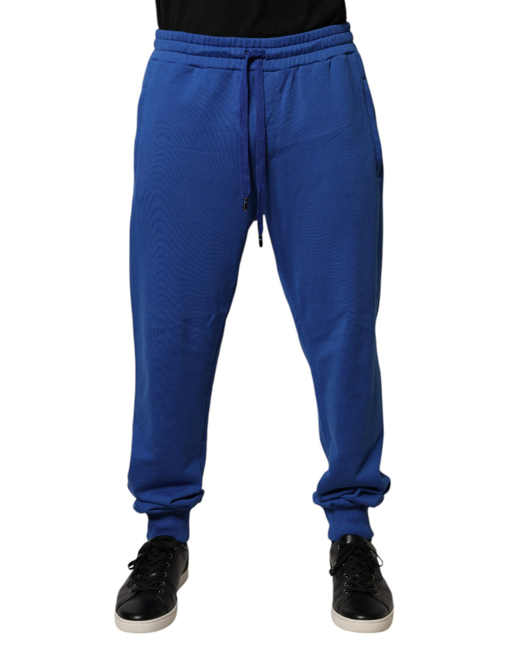 Pantalon de jogging taille mi-haute en coton bleu Dolce & Gabbana