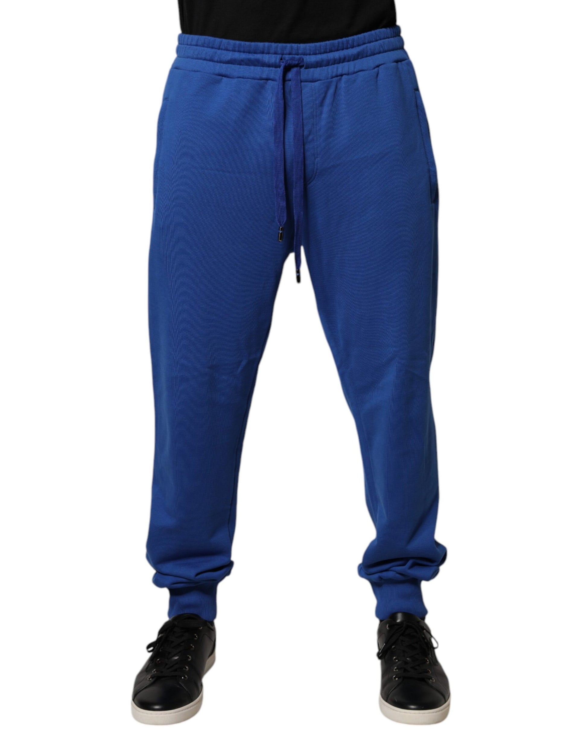 Pantalon de jogging taille mi-haute en coton bleu Dolce & Gabbana