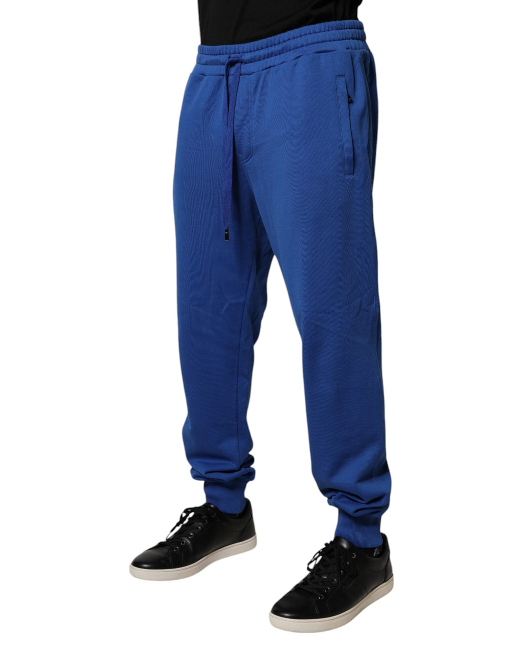 Pantalon de jogging taille mi-haute en coton bleu Dolce & Gabbana