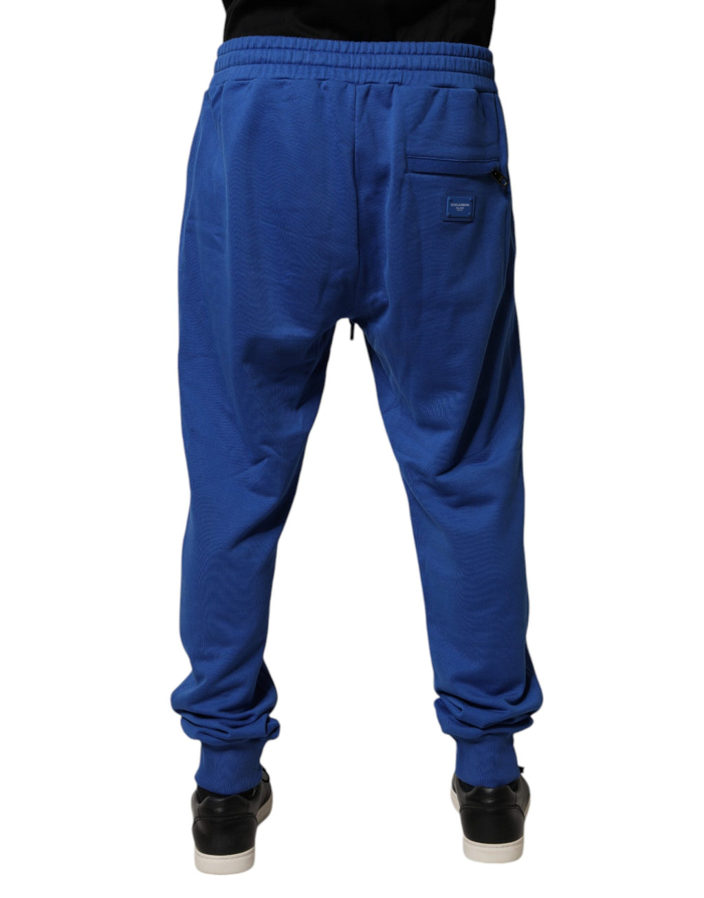 Pantalon de jogging taille mi-haute en coton bleu Dolce & Gabbana