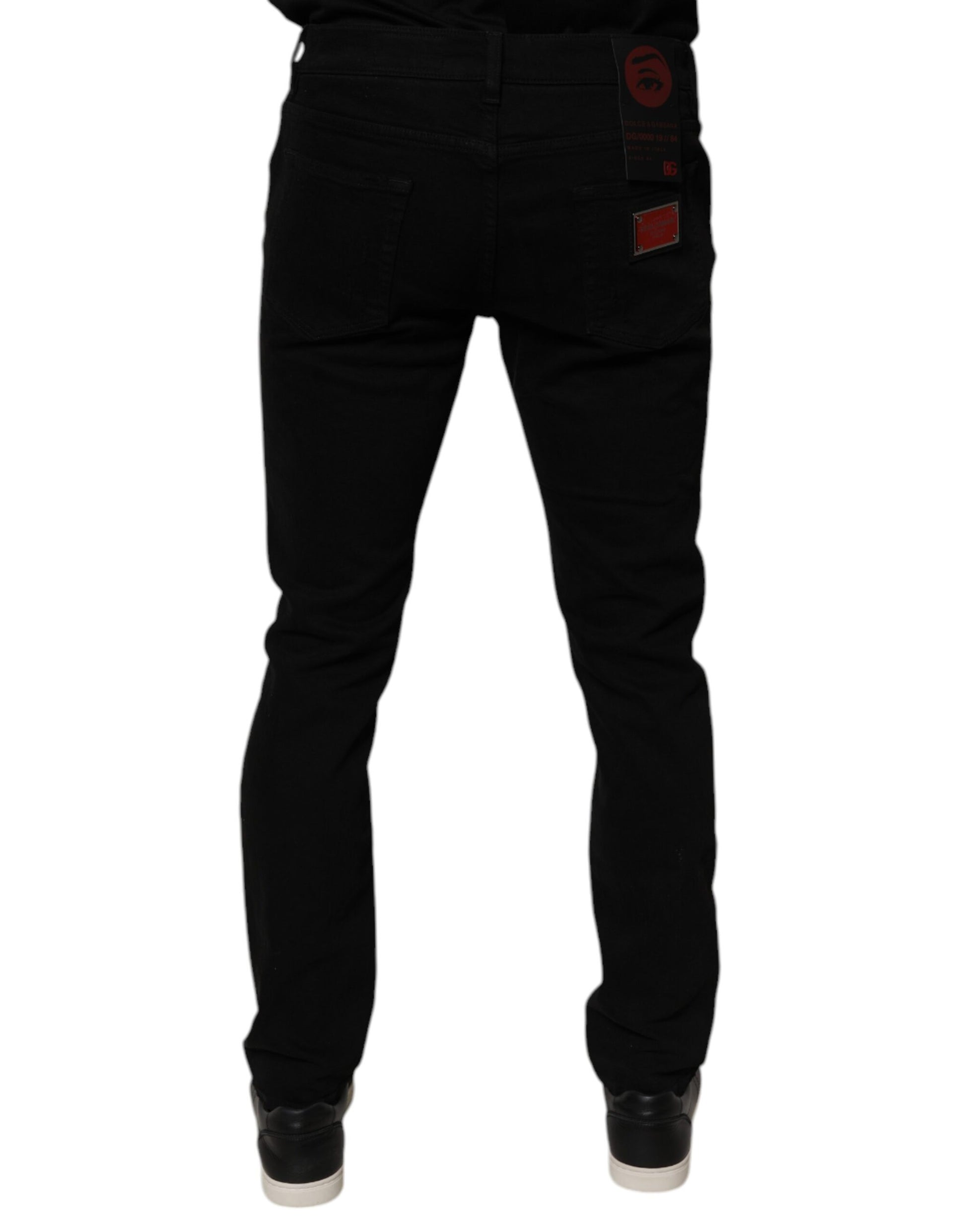 Dolce &amp; Gabbana Schwarze Skinny Jeans aus zerfetzter Baumwolle für Herren