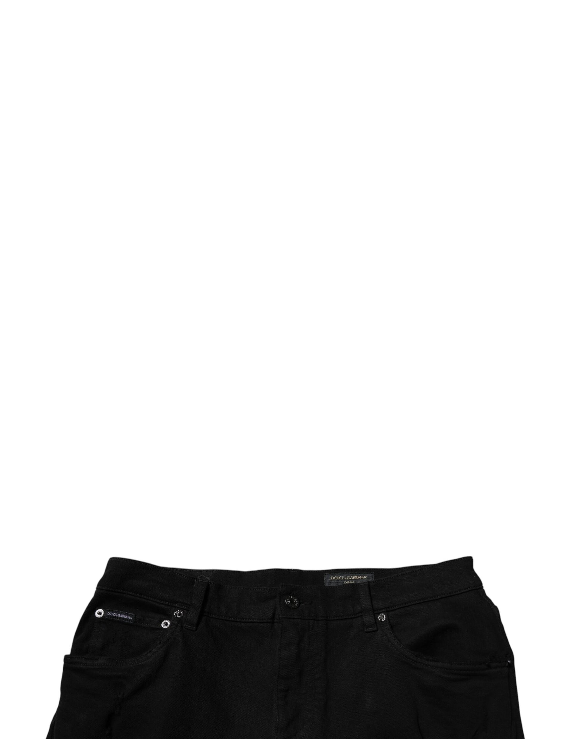 Dolce &amp; Gabbana Schwarze Skinny Jeans aus zerfetzter Baumwolle für Herren
